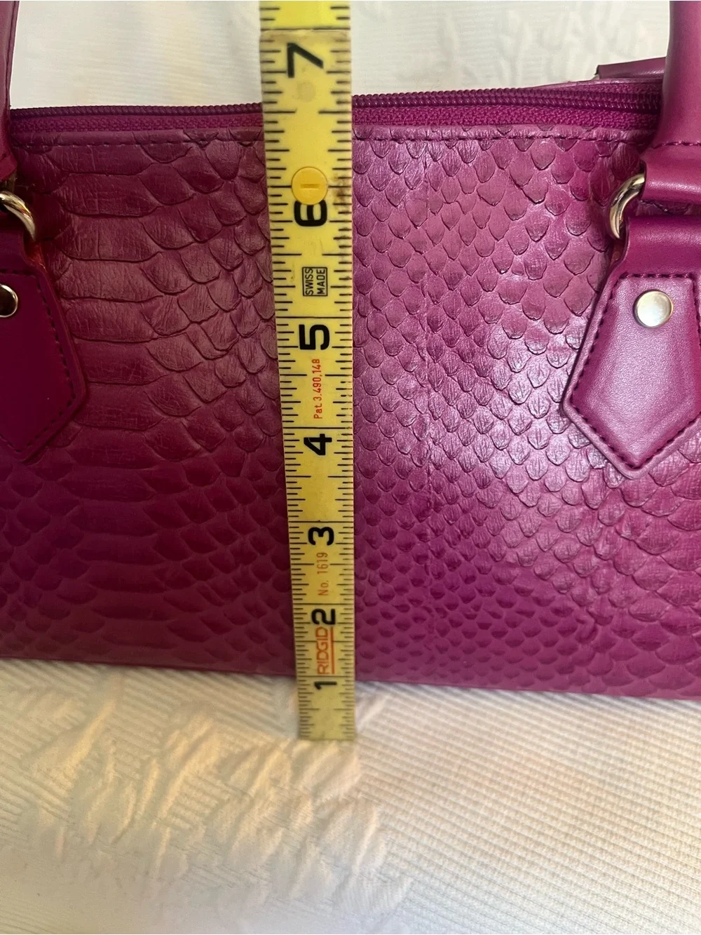 Valerie Stevens Magenta Textured Shoulder Bag with Top Handles